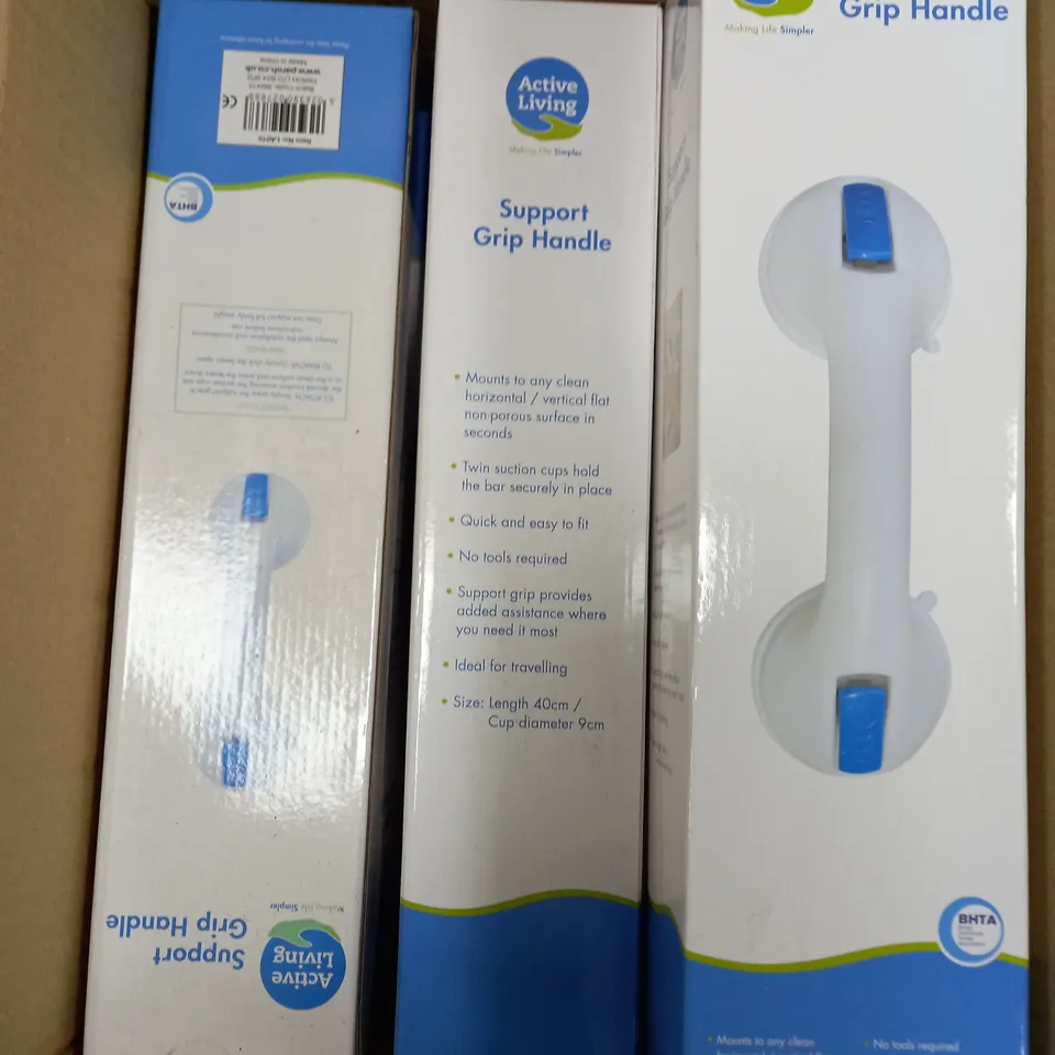 BOX OF APPROXIMATELY 10 ACTIVE LIVING SUPPORT GRIP HANDLES IN WHITE 