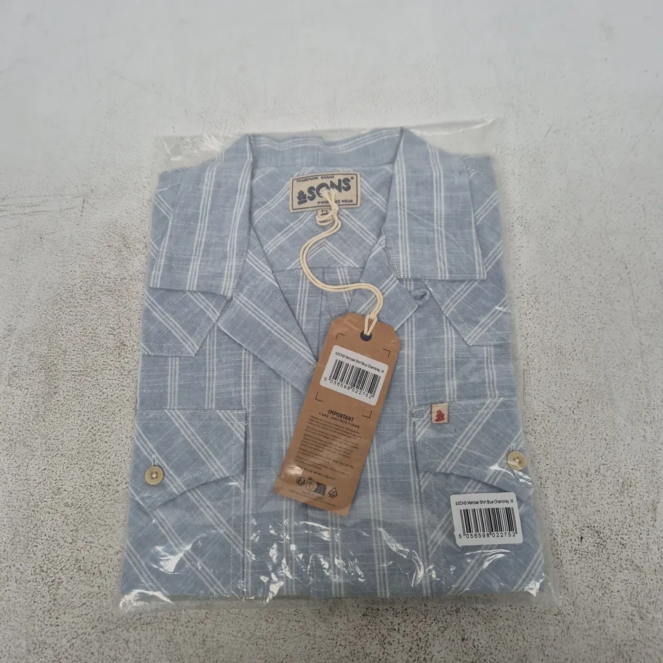 &SONS MELROSE SHIRT BLUE CHAMBRAY – MEN'S SHIRT, SIZE M