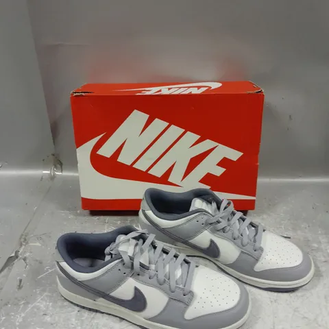 BOXED PAIR OF NIKE DUNK LOW RETRO SE LIGHT CARBON UK 10.5