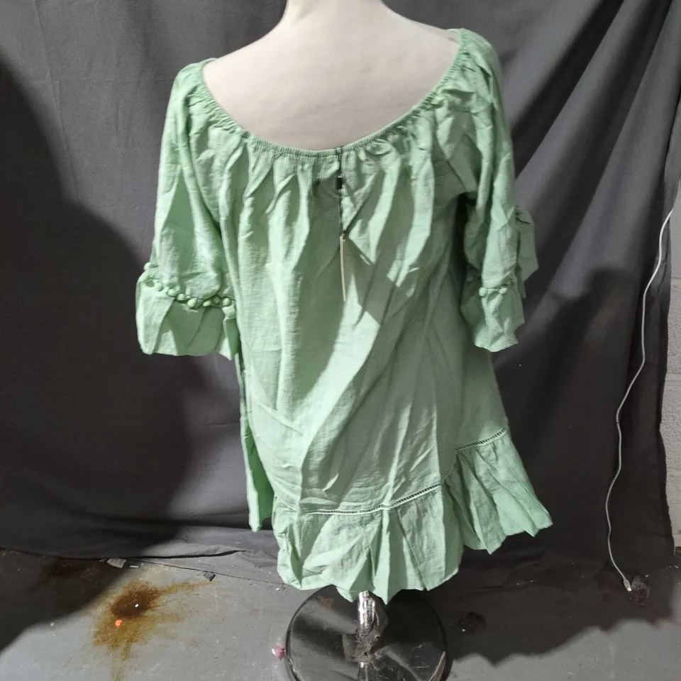 DEO LONDON SAGE GREEN TUNIC TOP WITH TASSELS – WOMEN'S COTTON QED LONDON