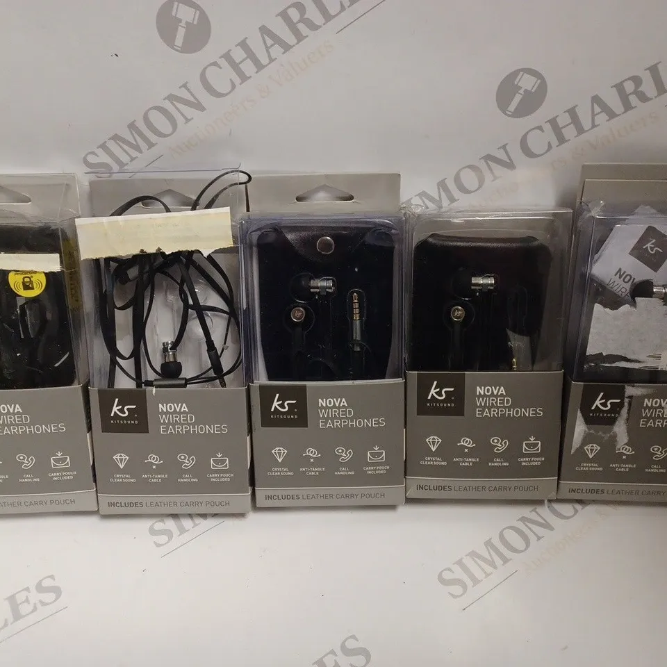 5 X BOXED KITSOUND NOVA WIRED EARPHONES 