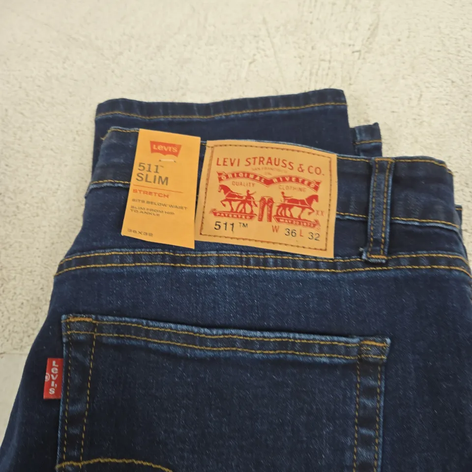LEVI'S 511 SLIM JEANS – INDIGO DENIM, (W 36 L 32)