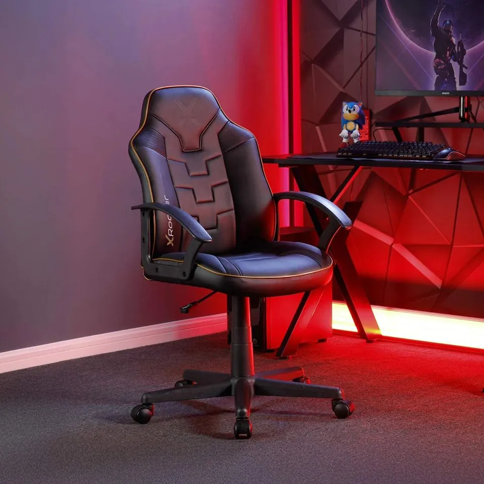 BOXED X ROCKER SATURN MID-BACK ESPORT GAMING CHAIR - BLACK / GOLD (1 BOX)