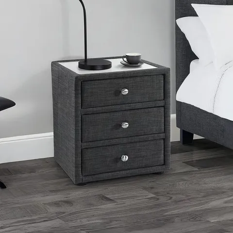 BOXED JULIAN BOWEN SORRENTO 3 DRAWER BEDSIDE - SLATE