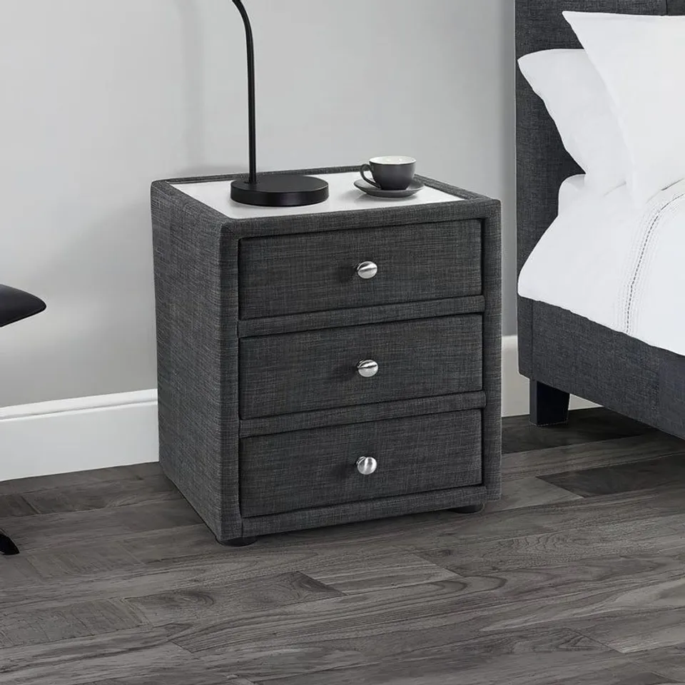 BOXED JULIAN BOWEN SORRENTO 3 DRAWER BEDSIDE - SLATE