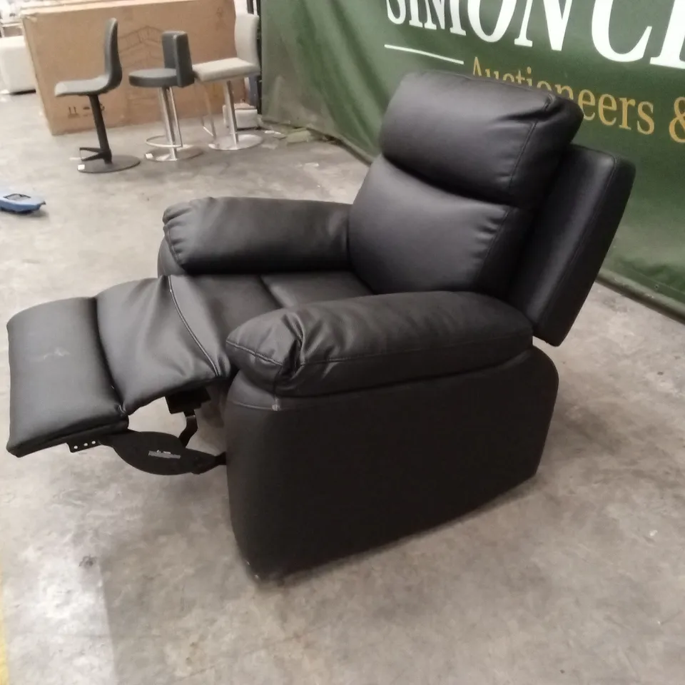EDISON LUXURY FAUX LEATHER MANUAL RECLINER ARMCHAIR - BLACK RRP £499
