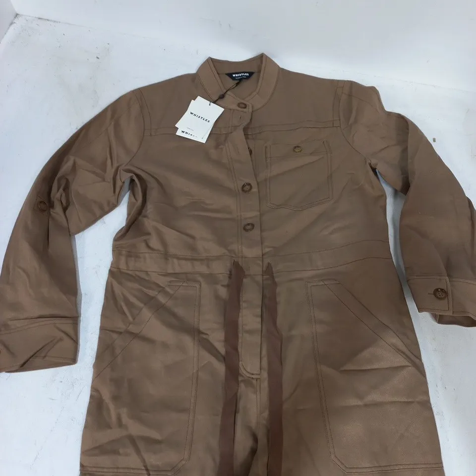 WHISTLES DRAWSTRING UTILITY BOILERSUIT IN BROWN - UK 10