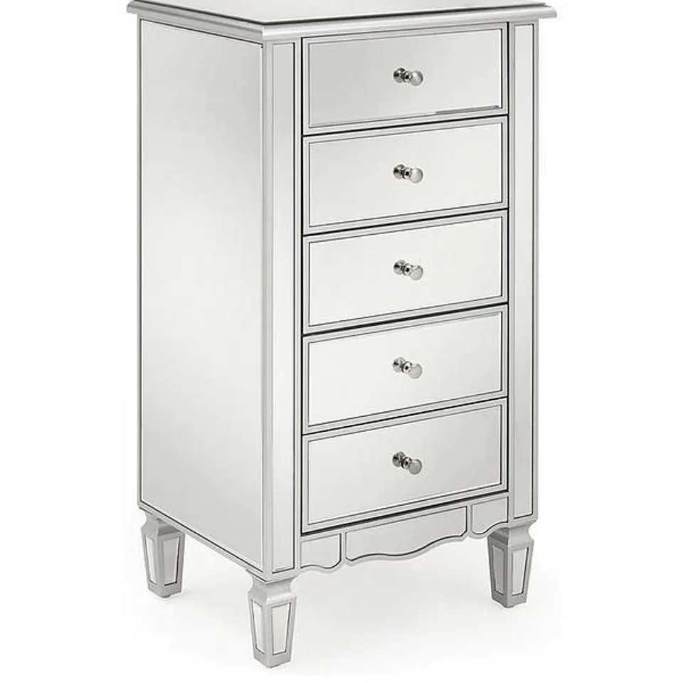 BOXED MIRAGE MIRRORED TALL 5 DRAWER CHEST (1 BOX) RRP £289