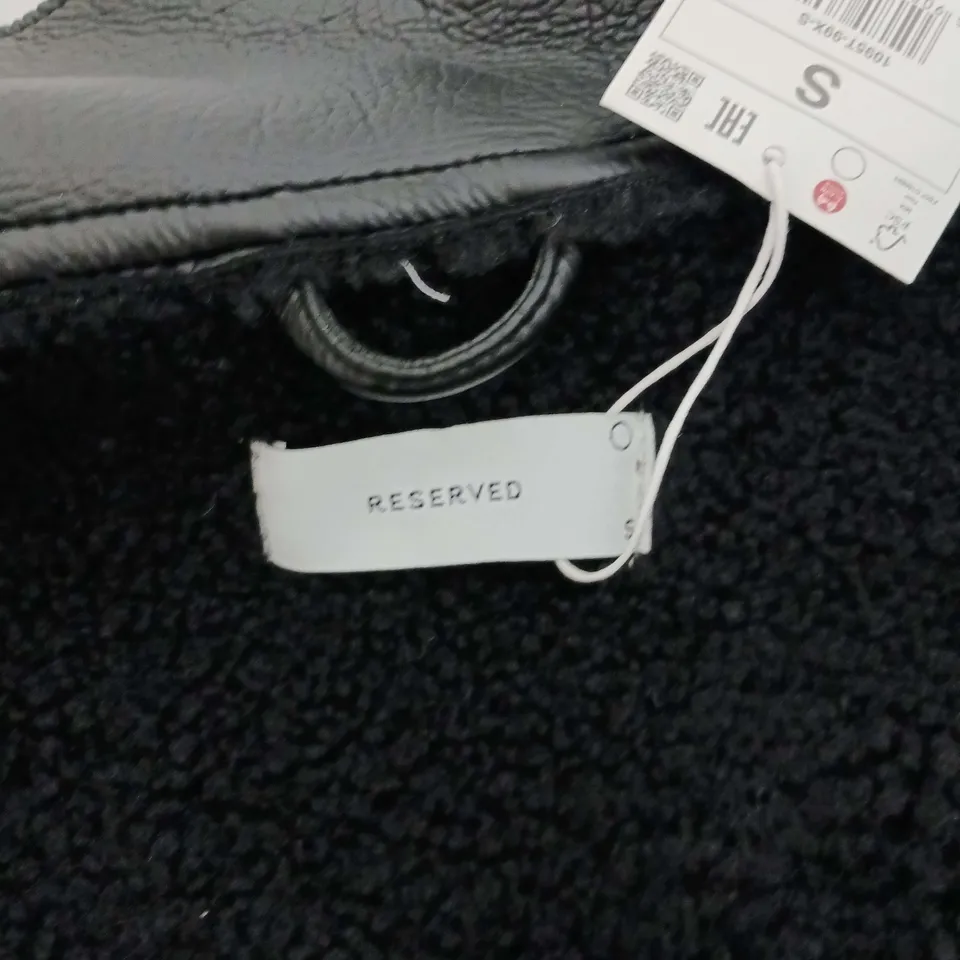 RESERVED BLACK FAUX LEATHER BOMBER JACKET SIZE S