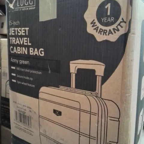 BOXED LUGG 15INCH JETSET TRAVEL CABIN BAG ARMY GREEN 