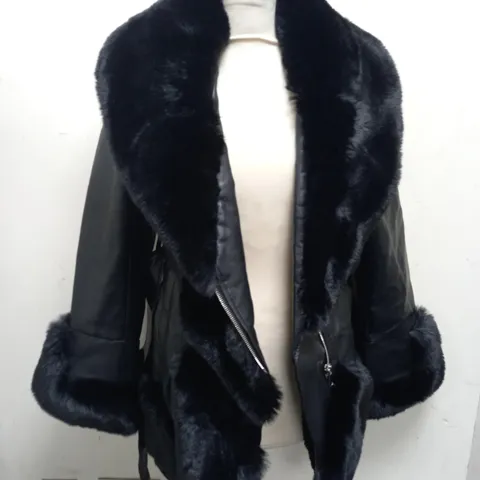 PORTOBELLO PUNK BLACK FUR COAT - SIZE MEDIUM