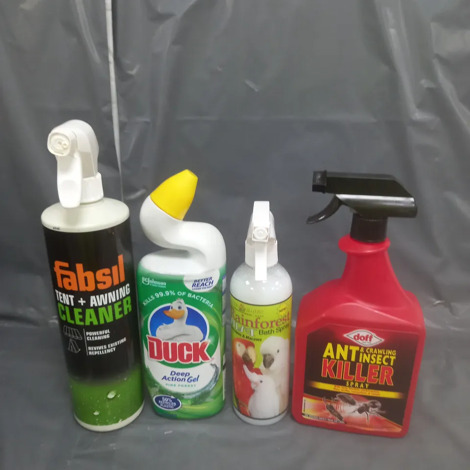 APPROXIMATELY 14 ASSORTED HOUSEHOLD ITEMS TO INCLUDE TOILET DUCK, ANT AND CRAWLING INSECT KILLER AND TENT & AWNING CLEANER