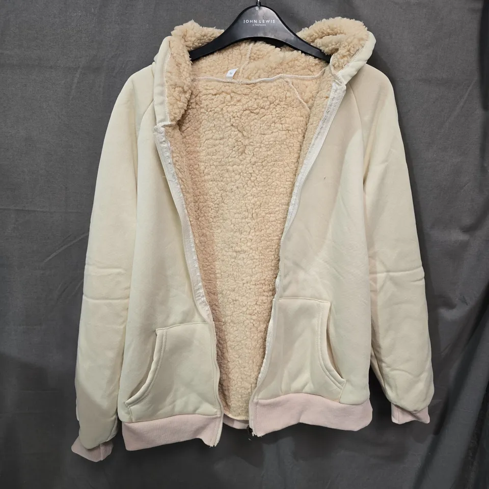 BOX OF APPROXIMATELY 25 CLOTHING ITEMS INCLUDING: FLUFFY CREAM HOODIE, FLUFFY ORANGE COAT AND TIMECATCHER BROWN JUMPER