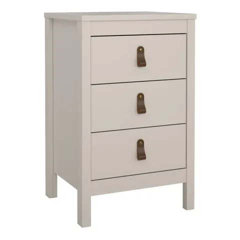 BOXED BARCELONA BEDSIDE TABLE 3 DRAWERS IN CASHMERE