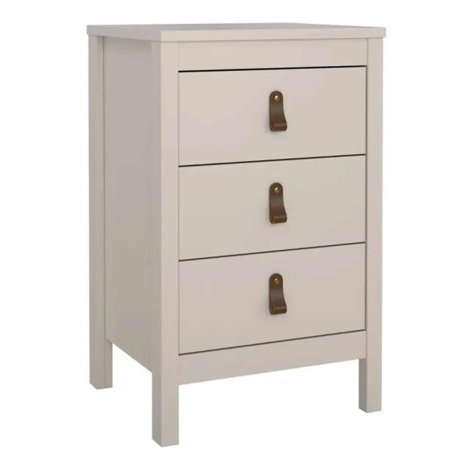 BOXED BARCELONA BEDSIDE TABLE 3 DRAWERS IN CASHMERE