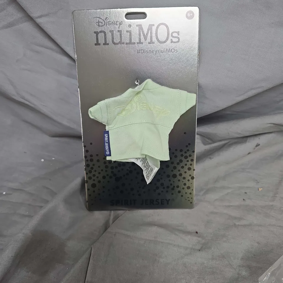 APPROXIMATLEY 40 ASSORTED DISNEY NUIMOS SPIRIT JERSEYS FOR NUIMO FIGURES – MINT GREEN, ON CARD