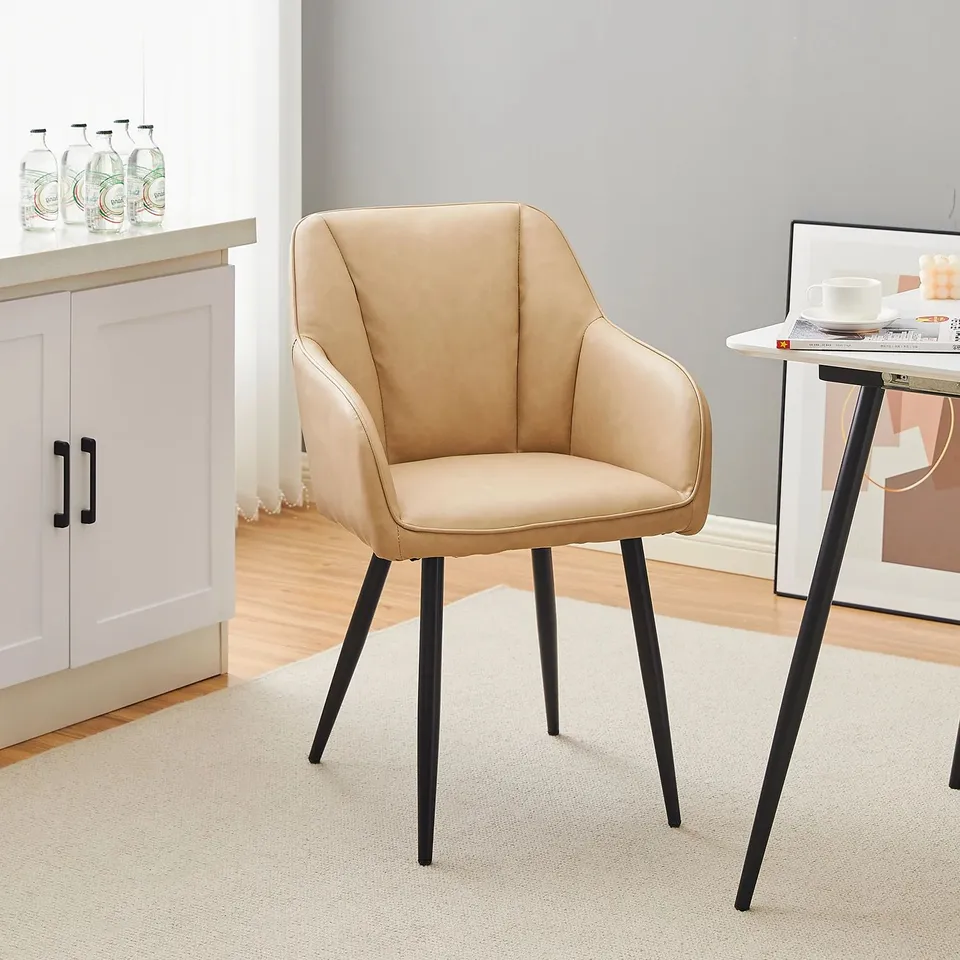 BOXED EARVEN DINING CHAIRS [SET OF 2] [PU LEATHER] - IVORY WHITE (1 BOX)