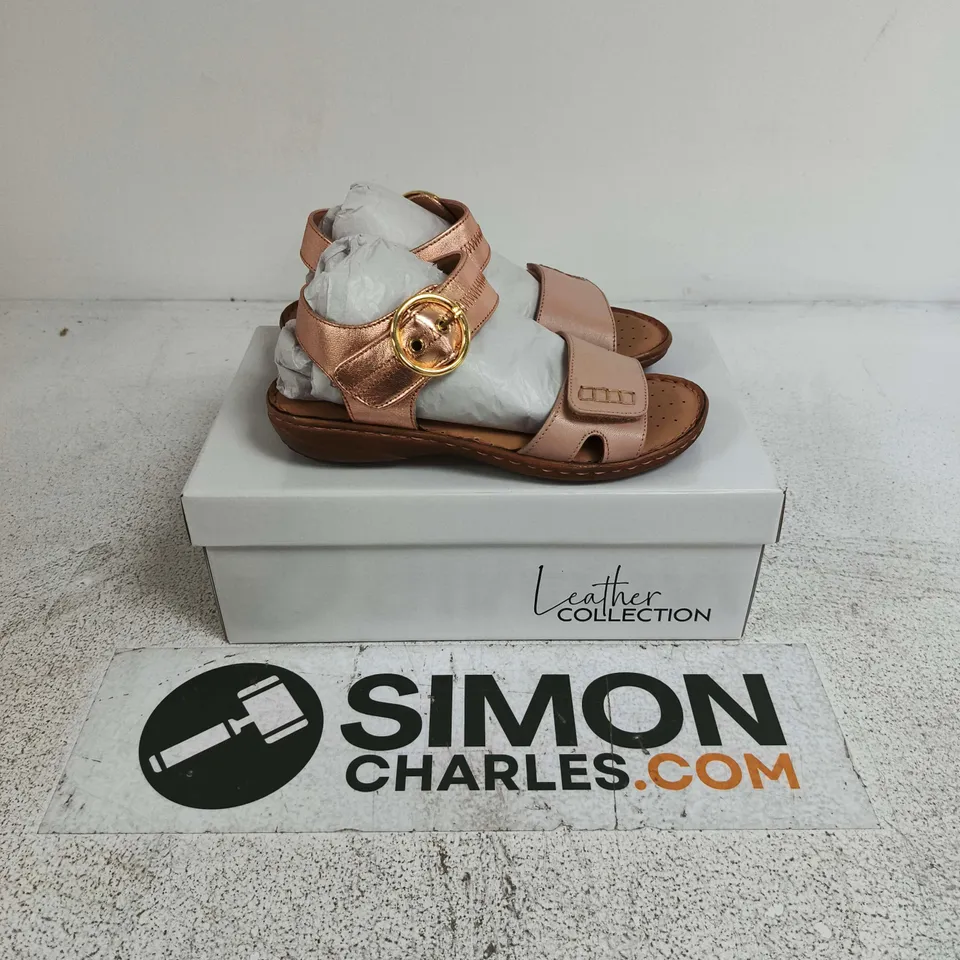 BOXED PAIR OF LEATHER COLLECTION NATASHA SANDALS IN PINK - SIZE 3