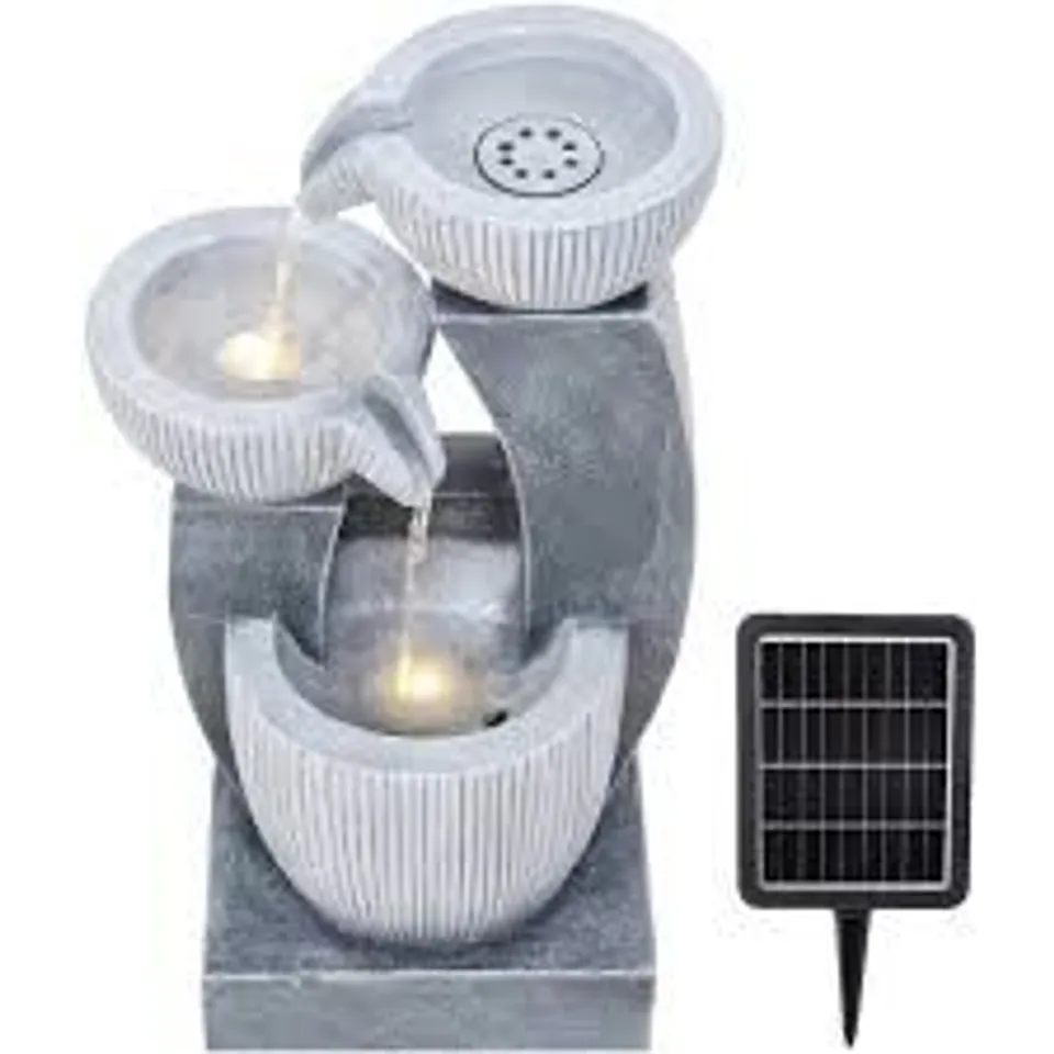 BOXED LIVING AND HOME 3-TIER STONE EFFECT CASCADING BOWL SOLAR LED WATER FEATURE