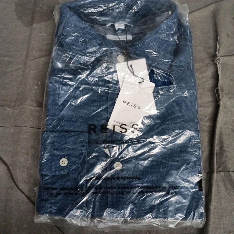 BAGGED REISS DELTA-LS LINEN PUPPYTOOTH SHIRT – BLUE MULTI, XXL