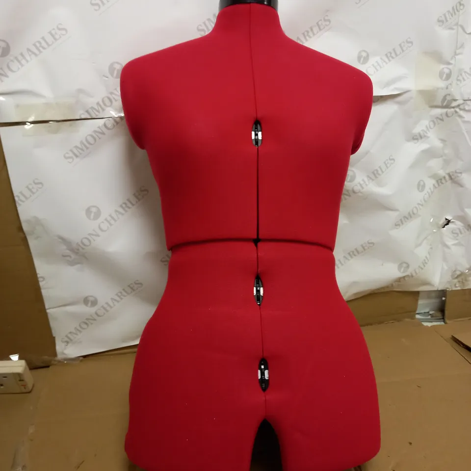 HEADLESS RED MANNEQUIN WITH STAND
