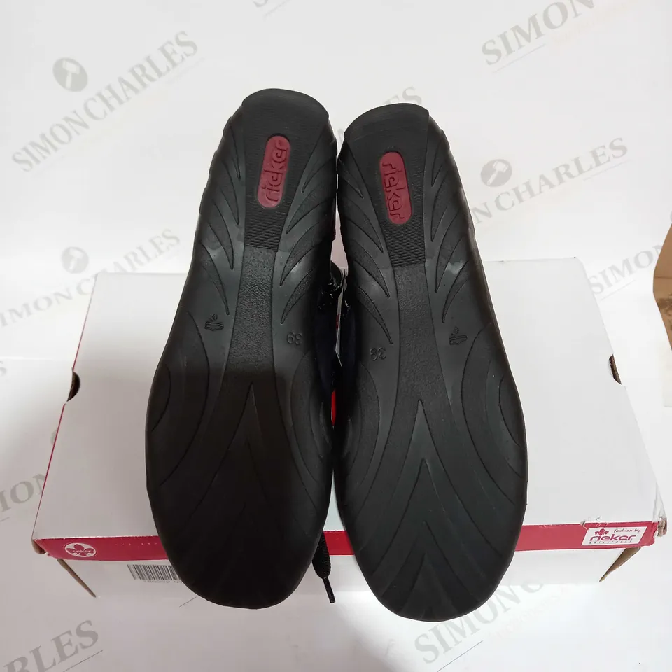 RIEKER LACE ANKLE BOOTS NAVY - SIZE 6