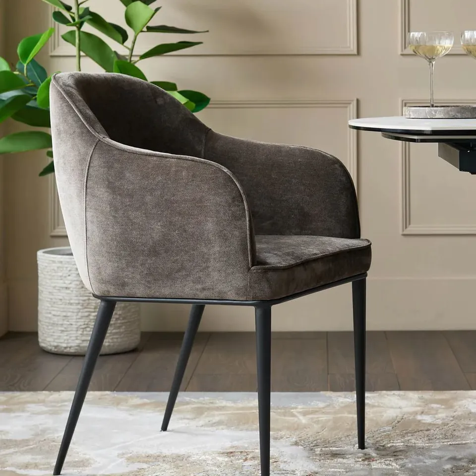 BOXED DANETTI HARLEY MOCHA FABRIC DINING CHAIR