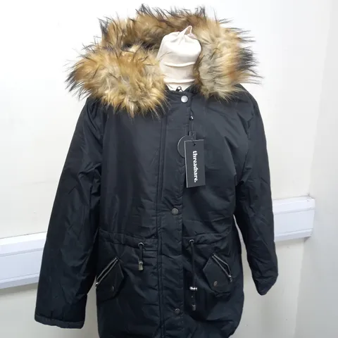 THREADBARE PARKA JACKET WITH FAUX FUR HOOD SIZE UNSPECIFIED