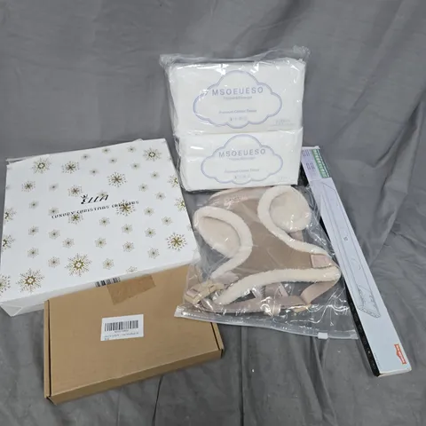 APPROXIMATELY 15 ASSORTED HOUSEHOLD PRODUCTS TO INCLUDE COTTON TISSUE, CHRISTMAS CRACKERS, INDUCTION LAMP, ETC