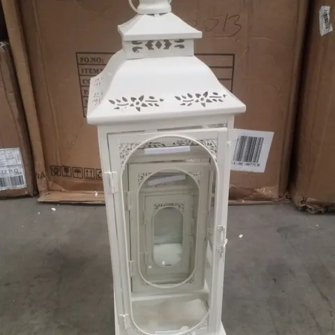BOXED SET OF 3 WHITE CANDLE LANTERNS 