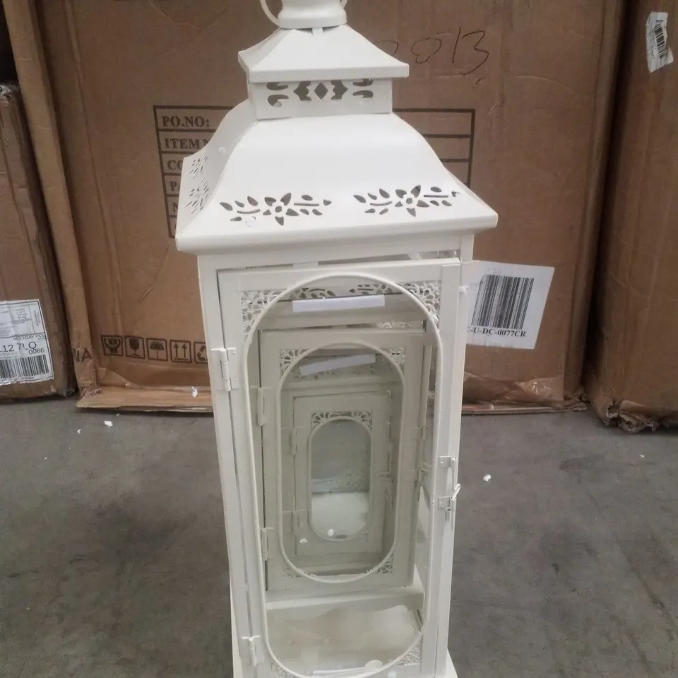 BOXED SET OF 3 WHITE CANDLE LANTERNS 