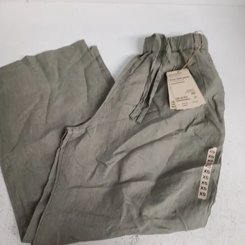 MUJI WASHED LINEN EASY WIDE PANTS IN SMOKY GREEN - XS