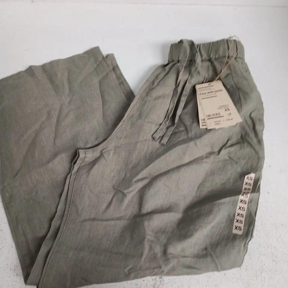 MUJI WASHED LINEN EASY WIDE PANTS IN SMOKY GREEN - XS
