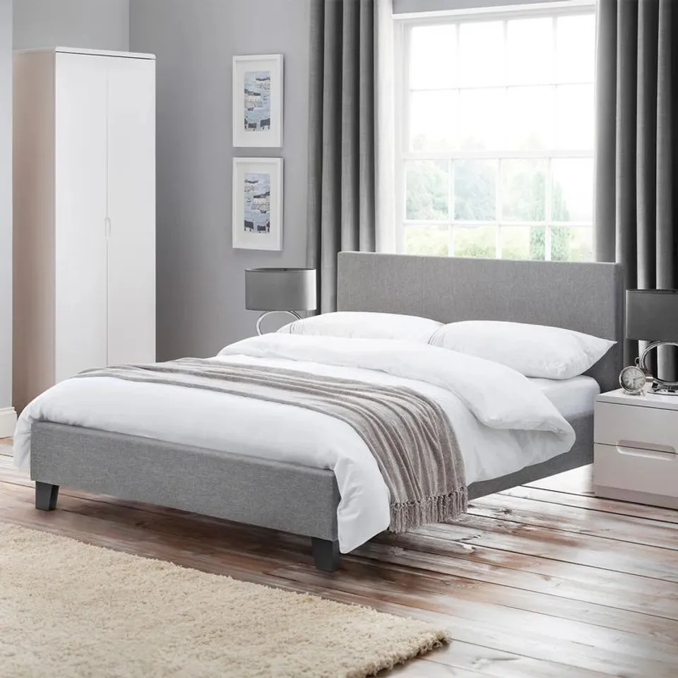 BOXED JULIAN BOWEN RIALTO DOUBLE BED - LIGHT GREY (2 BOXES)