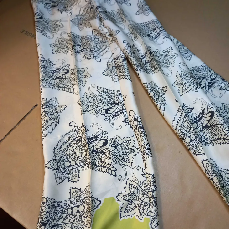 ZARA SATIN CREAM/PRINT WIDE LEG TROUSERS - XS