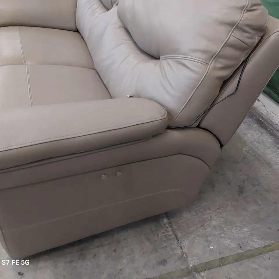 QUALITY BRITISH DESIGNER G PLAN WASHINGTON POWER RECLINING TWO SEATER SOFA CAPRI MUSHROOM LEATHER 