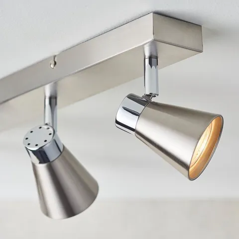 BOXED ENDON KAI 4 LIGHT CEILING BAR LIGHT SPOTLIGHT, SATIN NICKEL & CHROME