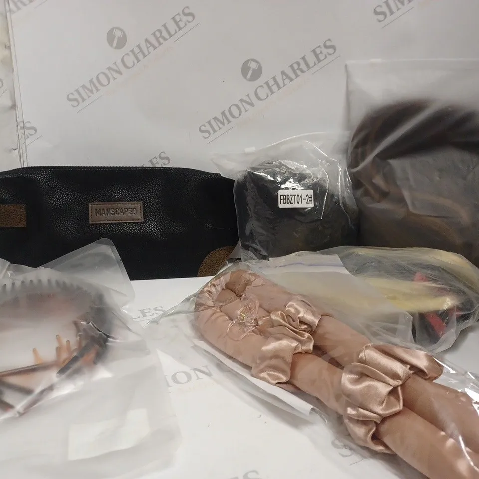 APPROXIMATELY 6 ASSORTED HEALTH AND BEAUTY ITEMS INCLUDING WIGS, HEATLESS HAIR CURLER