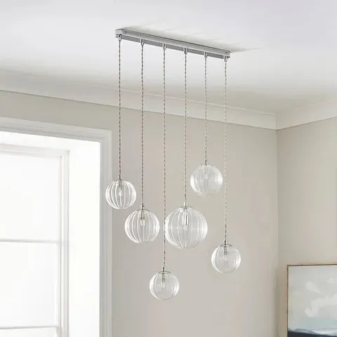 BOXED ELI RIBBED 6 LIGHT CLUSTER CEILING LIGHT