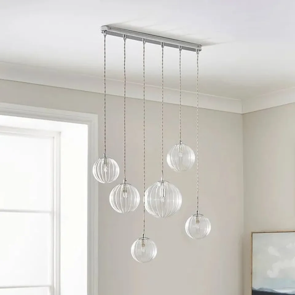 BOXED ELI RIBBED 6 LIGHT CLUSTER CEILING LIGHT