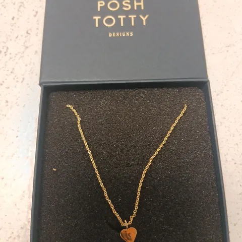 POSH TOTTY DESIGNS HEART CHARM GOLD PLATED NECKLACE STERLING SILVER