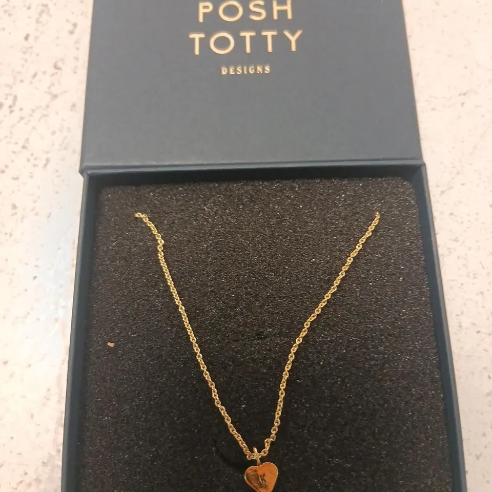 POSH TOTTY DESIGNS HEART CHARM GOLD PLATED NECKLACE STERLING SILVER