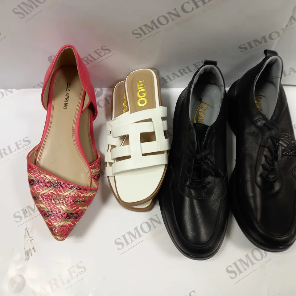 APPROXIMATELY 10 ASSORTED PAIRS OF SHOES IN VARIOUS STYLES & SIZES