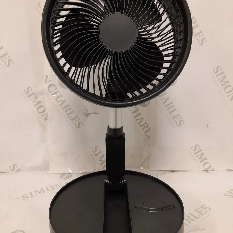 BOXED BELL & HOWELL RECHARGEABLE EXTENDABLE DESK & FLOOR FAN, BLACK