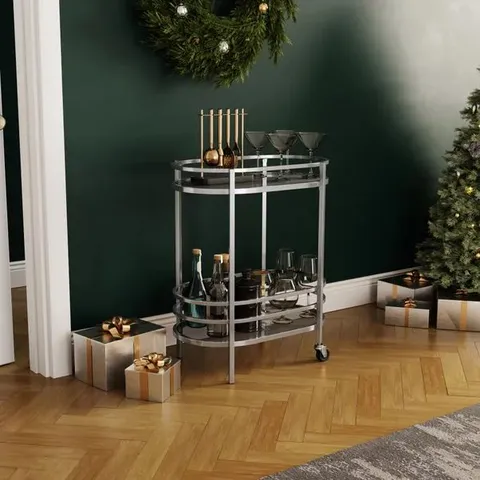 BOXED SOFIA DRINKS TROLLEY - SILVER (1 BOX)