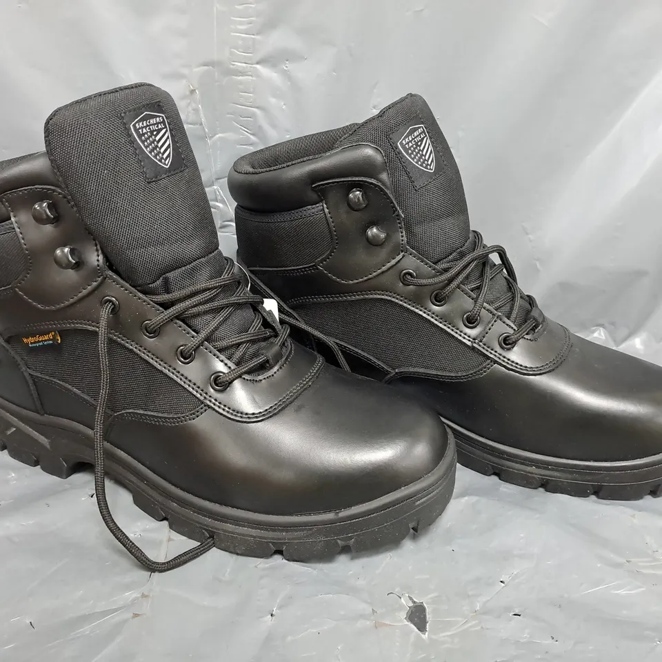 BOXED PAIR OF SKECHERS TACTICAL BOOTS IN BLACK SIZE UK 11