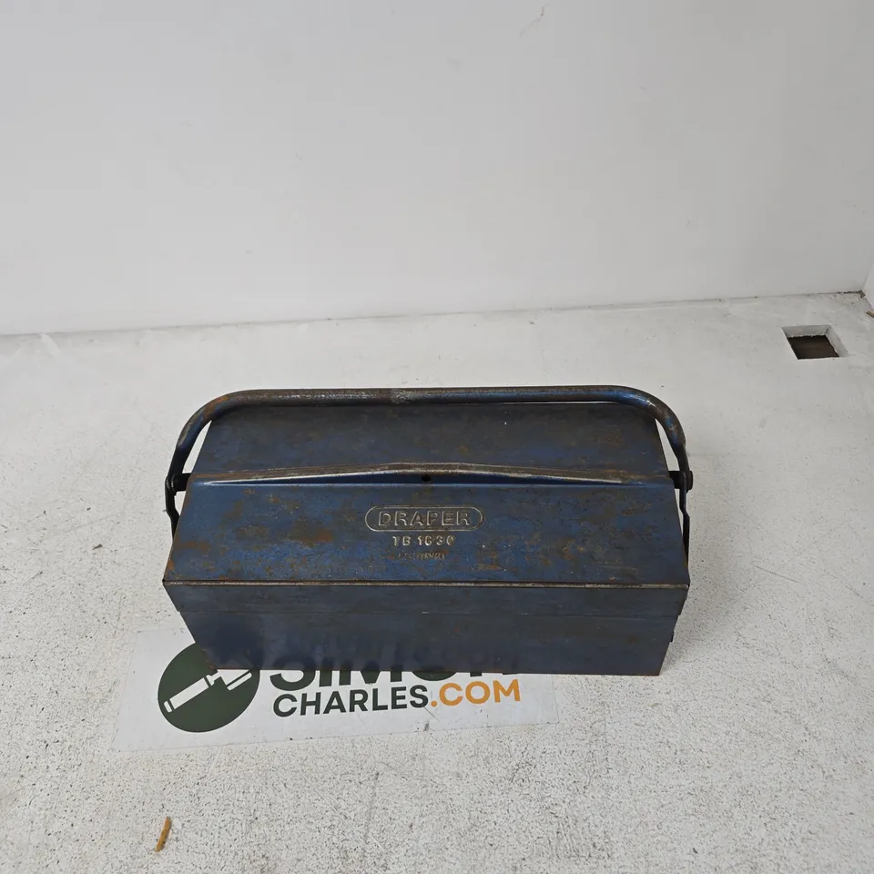 DRAPER BLUE METAL TOOLBOX WITH CARRY HANDLE – VINTAGE