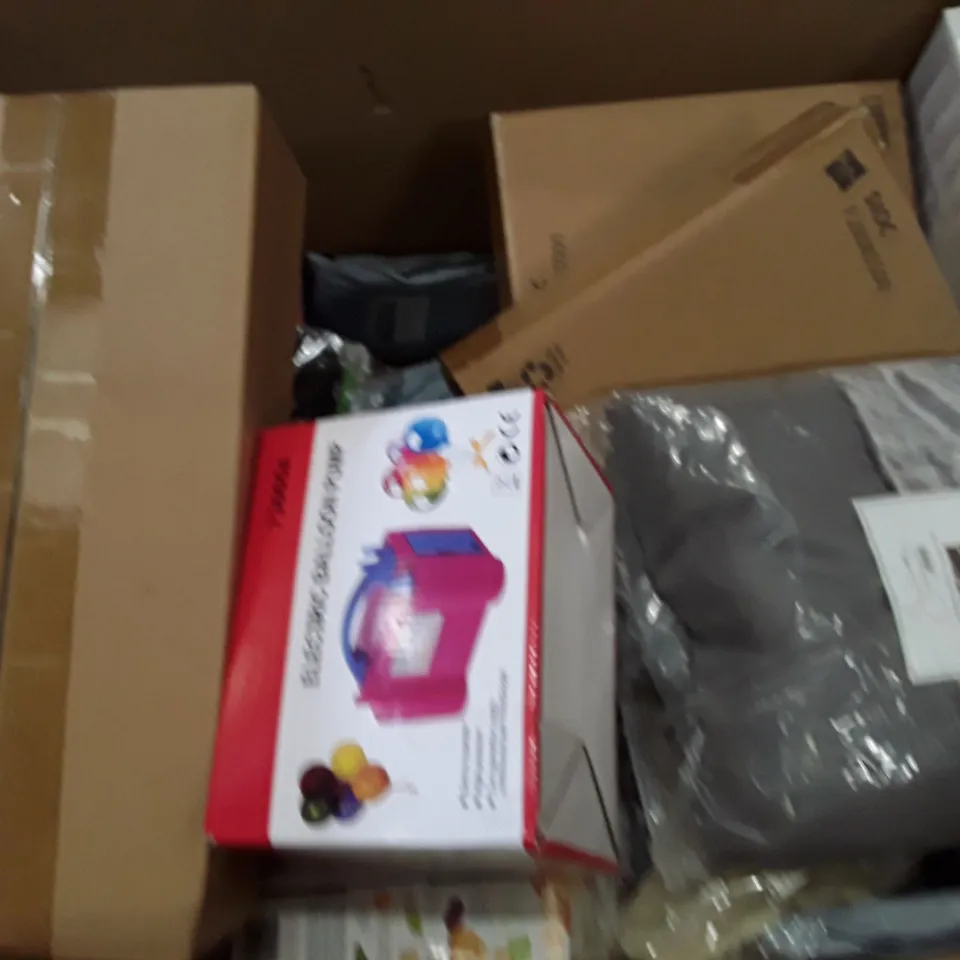 PALLET TO CONTAIN AN ASSORTMENT OF HOUSEHOLD ITEMS TO INCLUDE ELECTRIC BALLOON PUMP, DUVET SETS AND KIDS TOYS ECT