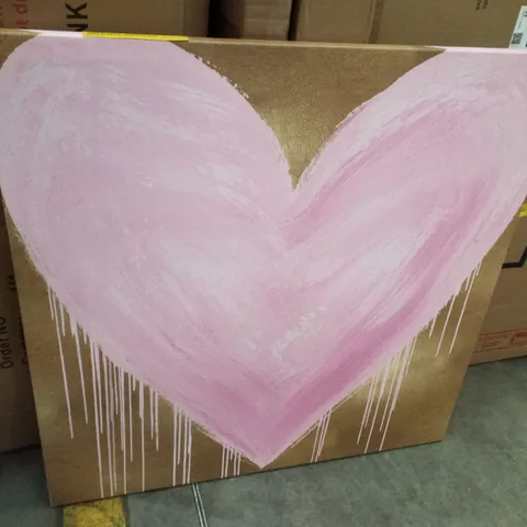 BIG HEARTED PINK ON GOLD BY LINDSAY RODGERS - WRAPPED CANVAS PRINT
