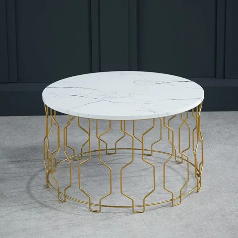 BOXED SALAH DRUM COFFEE TABLE COLOUR (TABLE TOP): WHITE